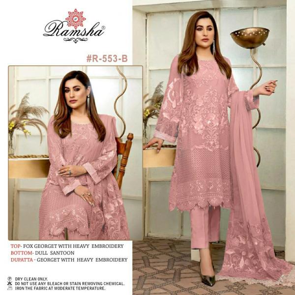 Ramsha R 553 Light Nx Georgette Designer Pakistani Suit Collection